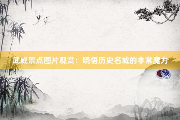 武威景点图片观赏：晓悟历史名城的非常魔力